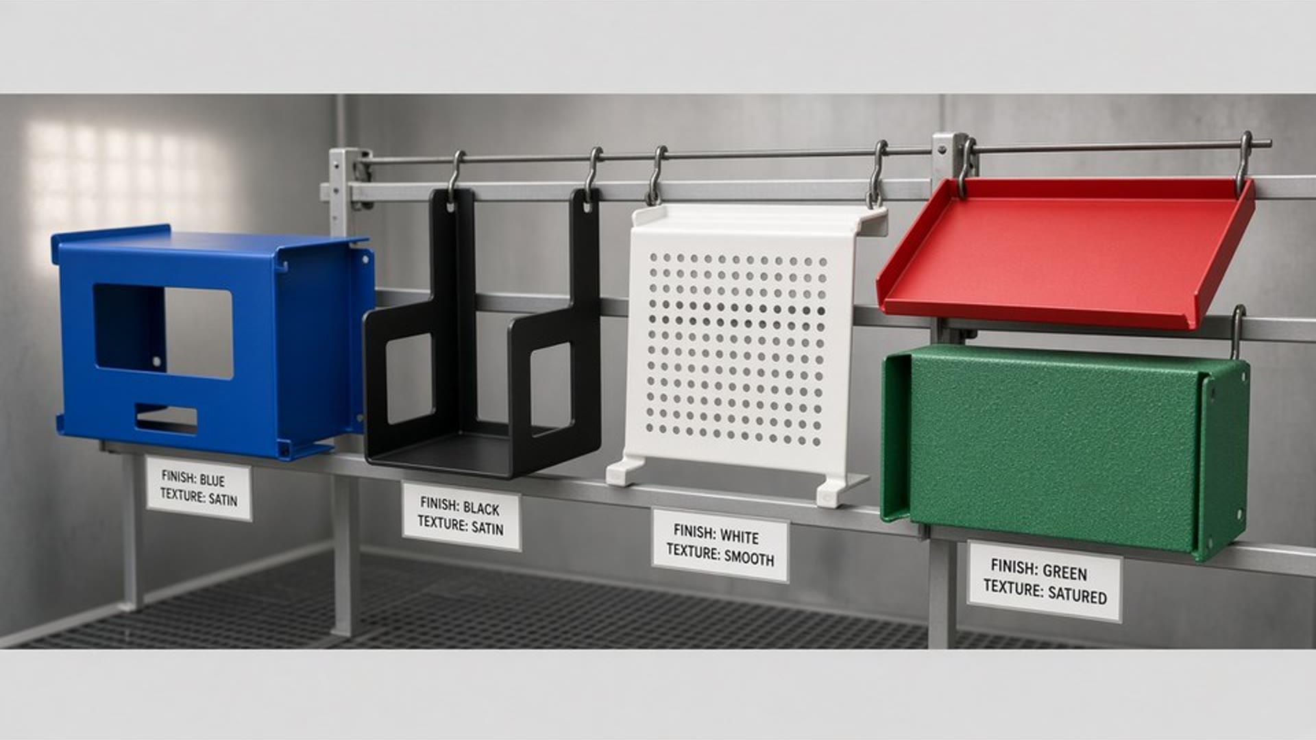 Powder-coated sheet metal parts with uniform industrial finish
