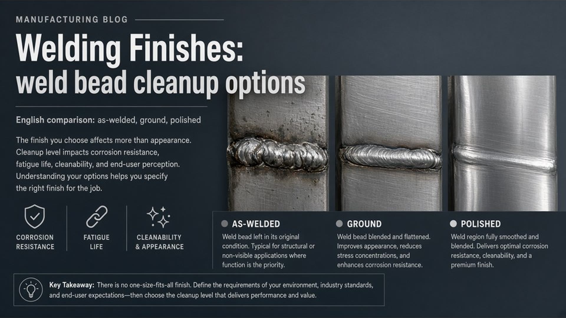 Weld finishing and cleanup on sheet metal assemblies