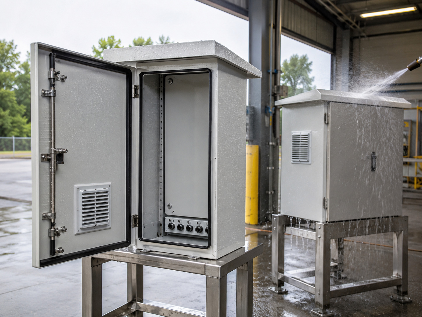 Outdoor weatherproof sheet metal enclosure manufactured by Rapidsheetfab