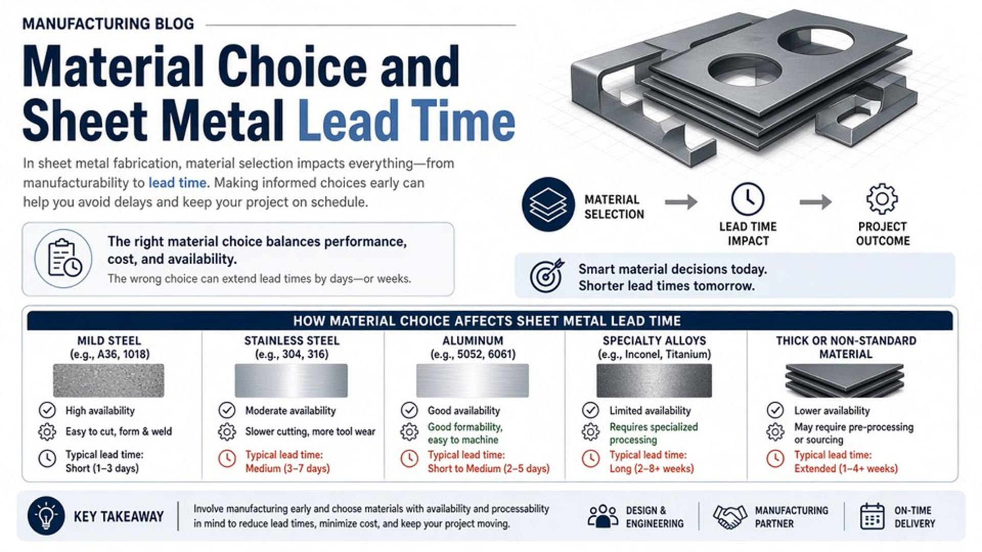 Material selection impacting sheet metal fabrication lead time