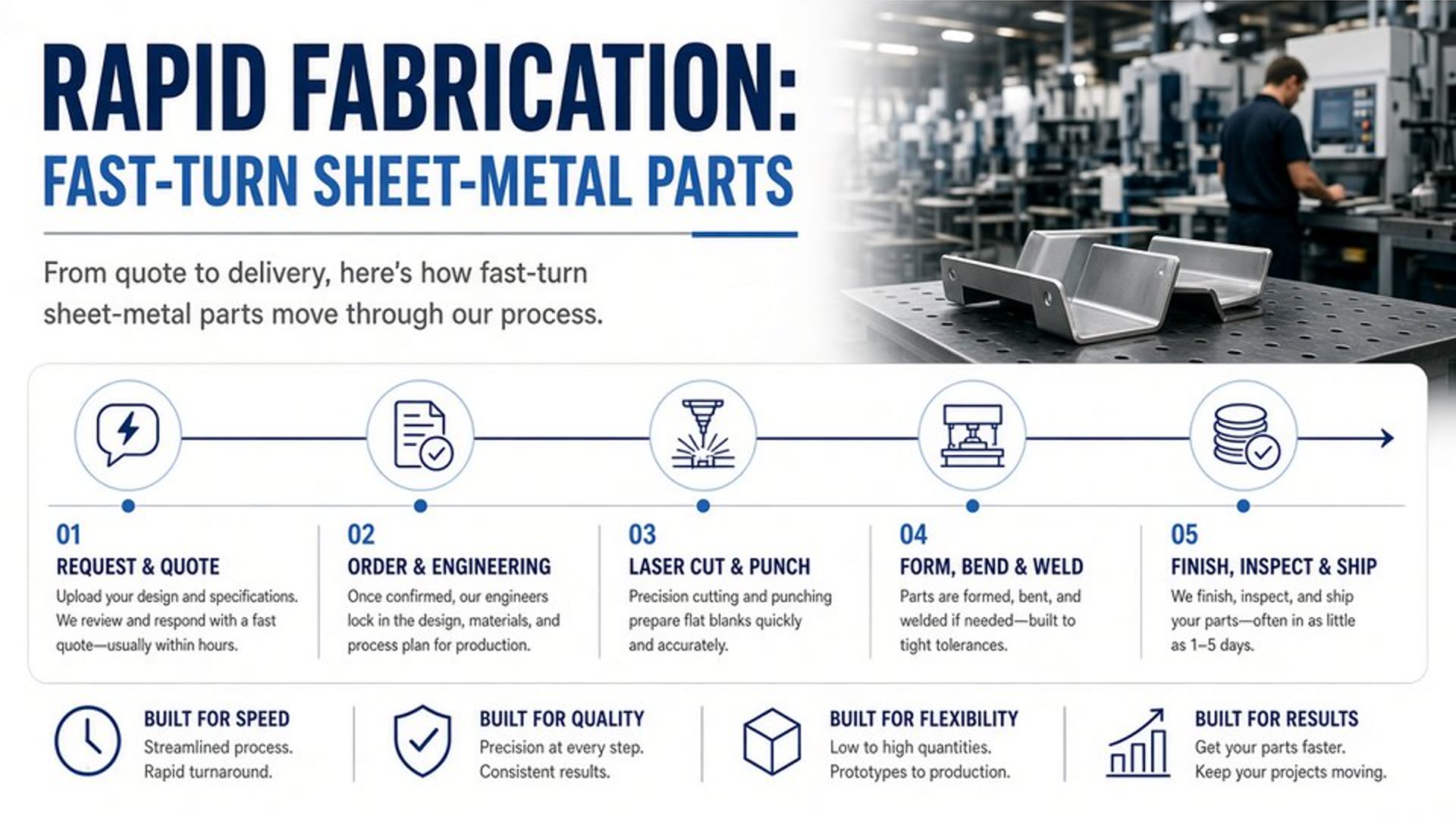 Rapid sheet metal fabrication of prototype and bridge parts