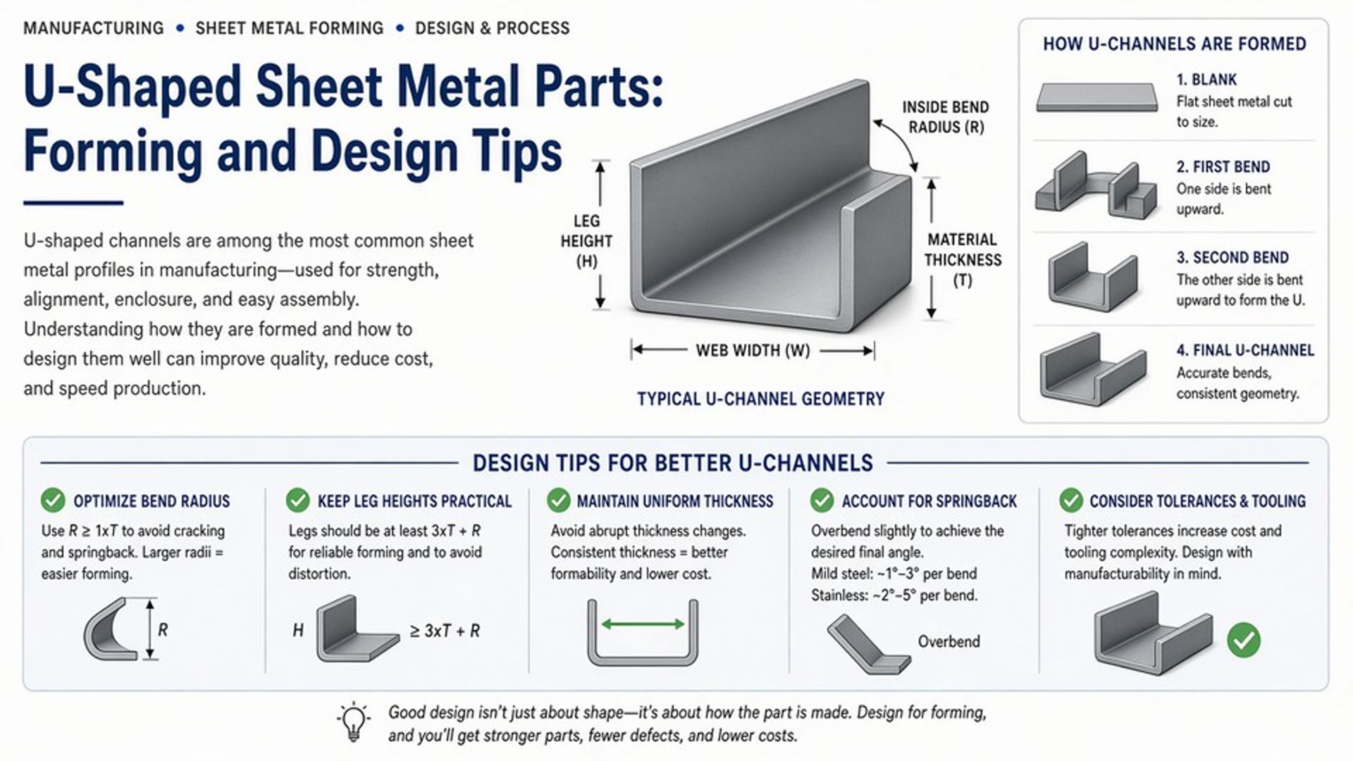 U-Shaped Sheet Metal Parts: Design, DFM Tips & Manufacturing Guide